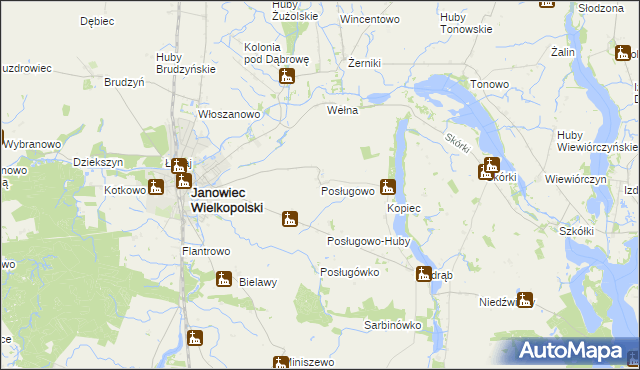 mapa Posługowo, Posługowo na mapie Targeo