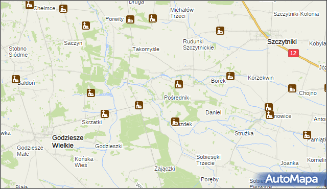 mapa Pośrednik, Pośrednik na mapie Targeo