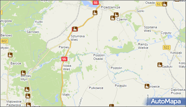 mapa Postolin Osada, Postolin Osada na mapie Targeo