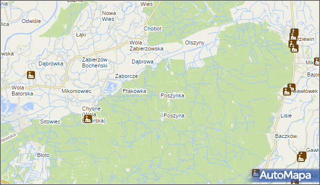 mapa Poszynka, Poszynka na mapie Targeo