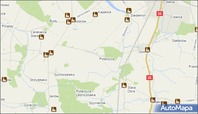 mapa Potarzyca gmina Jarocin, Potarzyca gmina Jarocin na mapie Targeo