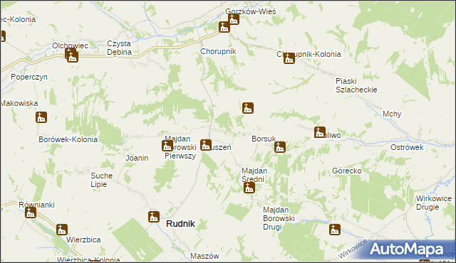 mapa Potasznia gmina Rudnik, Potasznia gmina Rudnik na mapie Targeo