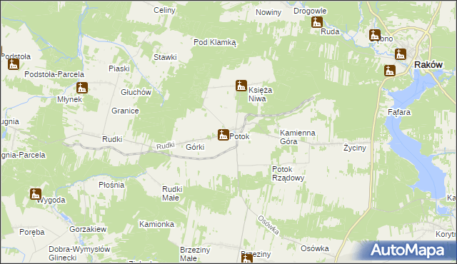 mapa Potok gmina Szydłów, Potok gmina Szydłów na mapie Targeo