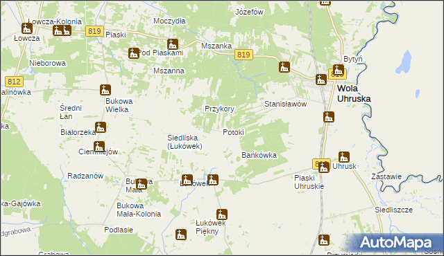 mapa Potoki gmina Wola Uhruska, Potoki gmina Wola Uhruska na mapie Targeo