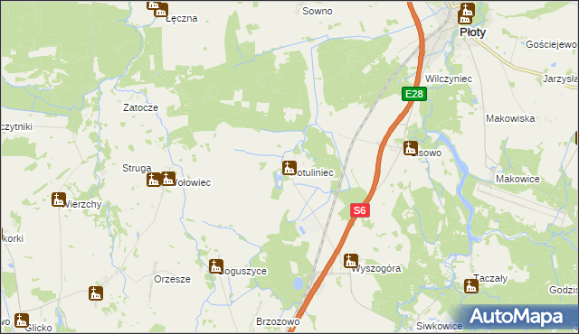 mapa Potuliniec, Potuliniec na mapie Targeo