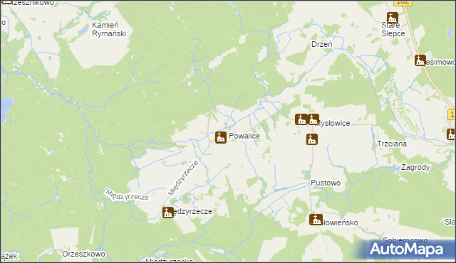 mapa Powalice gmina Sławoborze, Powalice gmina Sławoborze na mapie Targeo