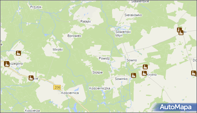 mapa Powidz gmina Polanów, Powidz gmina Polanów na mapie Targeo