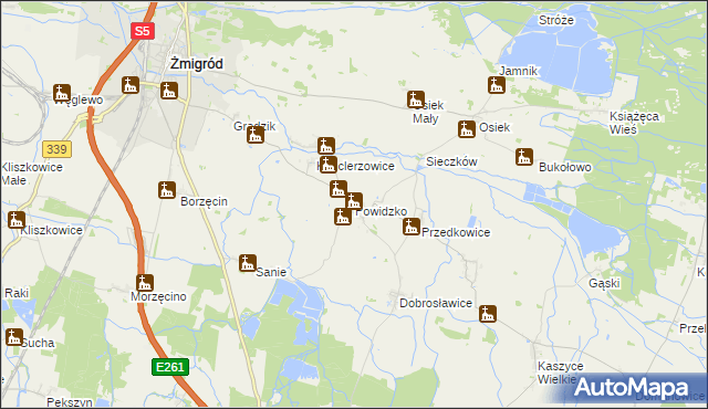 mapa Powidzko, Powidzko na mapie Targeo