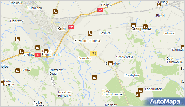 mapa Powiercie, Powiercie na mapie Targeo