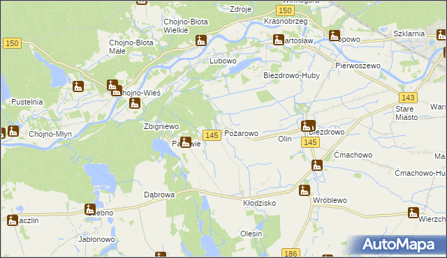 mapa Pożarowo, Pożarowo na mapie Targeo