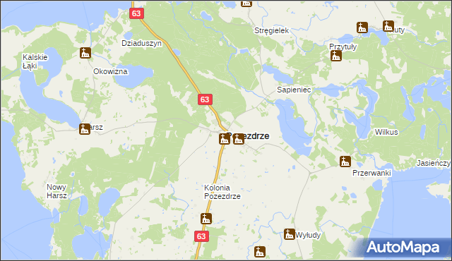 mapa Pozezdrze, Pozezdrze na mapie Targeo
