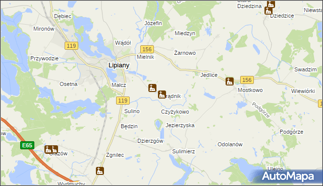 mapa Prądnik gmina Myślibórz, Prądnik gmina Myślibórz na mapie Targeo