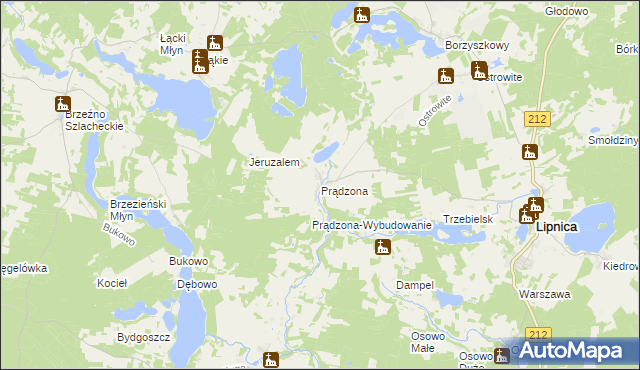 mapa Prądzona, Prądzona na mapie Targeo