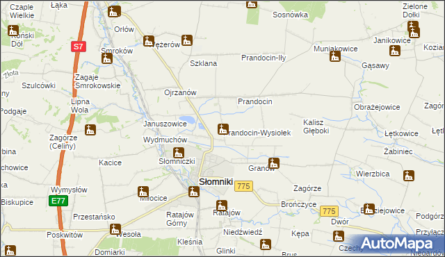 mapa Prandocin-Wysiołek, Prandocin-Wysiołek na mapie Targeo