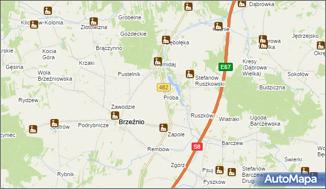 mapa Próba, Próba na mapie Targeo