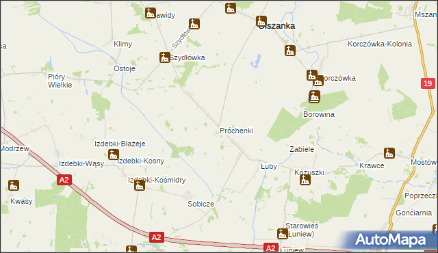 mapa Próchenki, Próchenki na mapie Targeo