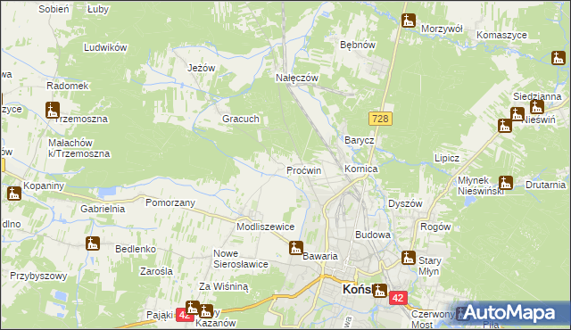 mapa Proćwin, Proćwin na mapie Targeo