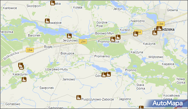 mapa Promienko, Promienko na mapie Targeo