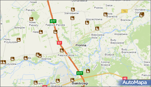 mapa Promna, Promna na mapie Targeo