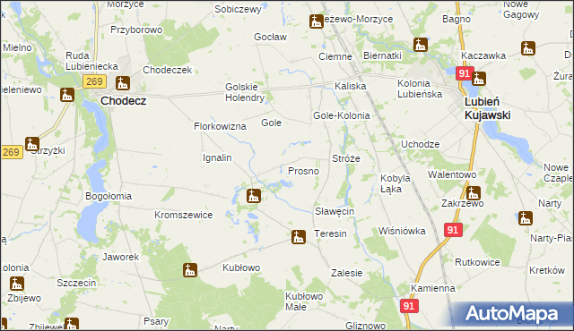 mapa Prosno gmina Chodecz, Prosno gmina Chodecz na mapie Targeo