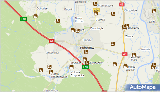 mapa Prószków, Prószków na mapie Targeo
