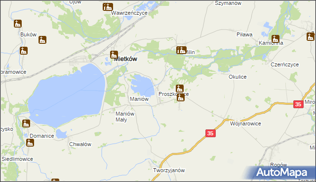 mapa Proszkowice, Proszkowice na mapie Targeo