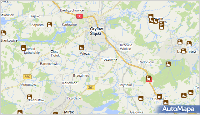 mapa Proszówka, Proszówka na mapie Targeo