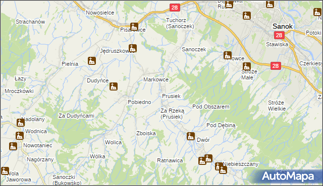 mapa Prusiek, Prusiek na mapie Targeo