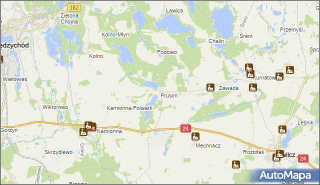 mapa Prusim gmina Kwilcz, Prusim gmina Kwilcz na mapie Targeo