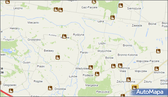 mapa Prusinowice gmina Łęczyca, Prusinowice gmina Łęczyca na mapie Targeo