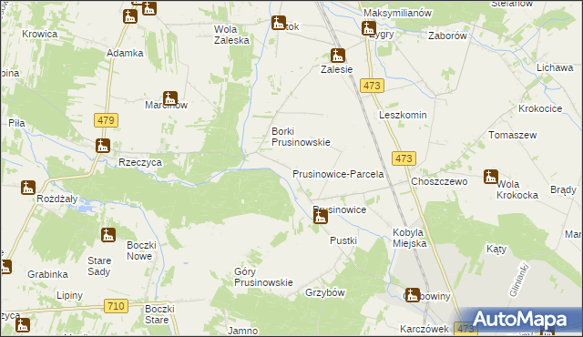 mapa Prusinowice-Parcela, Prusinowice-Parcela na mapie Targeo