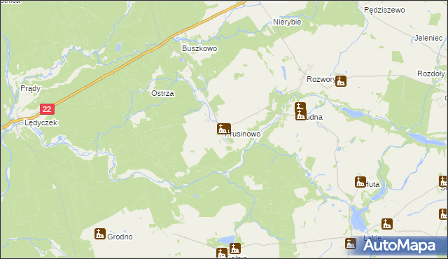 mapa Prusinowo gmina Debrzno, Prusinowo gmina Debrzno na mapie Targeo