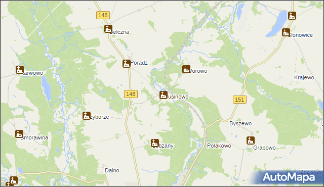 mapa Prusinowo gmina Łobez, Prusinowo gmina Łobez na mapie Targeo