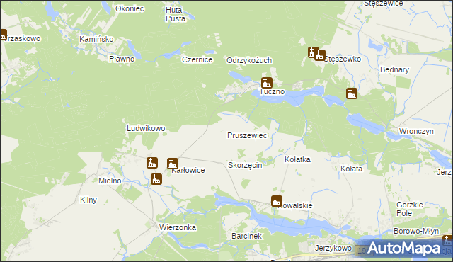 mapa Pruszewiec, Pruszewiec na mapie Targeo
