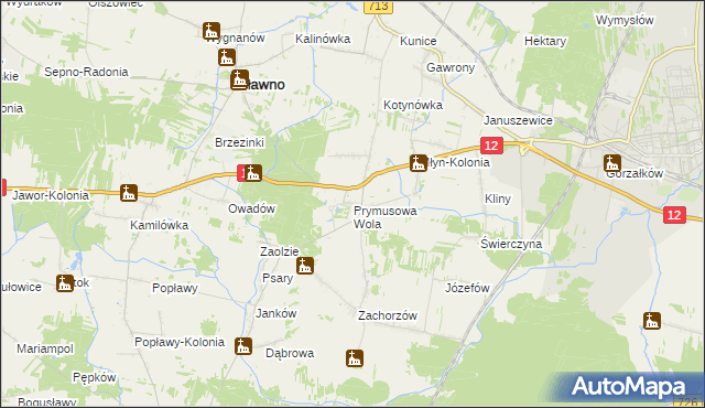 mapa Prymusowa Wola, Prymusowa Wola na mapie Targeo