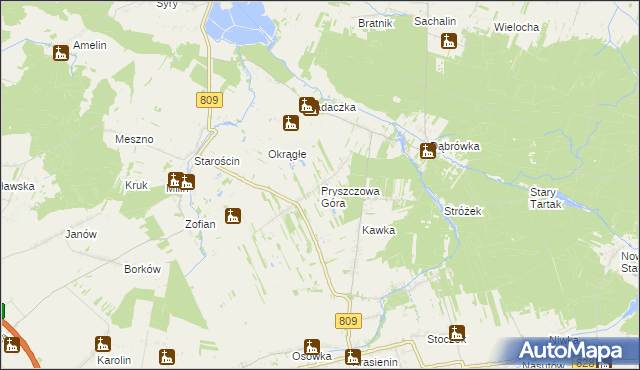 mapa Pryszczowa Góra, Pryszczowa Góra na mapie Targeo