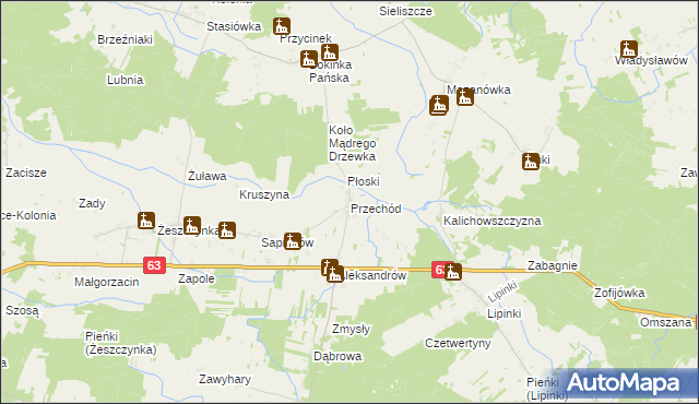 mapa Przechód gmina Sosnówka, Przechód gmina Sosnówka na mapie Targeo