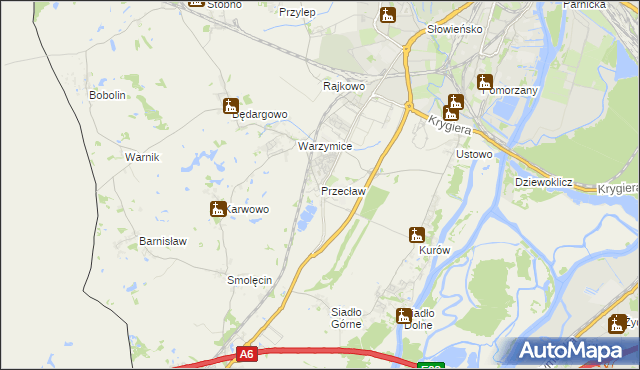 mapa Przecław gmina Kołbaskowo, Przecław gmina Kołbaskowo na mapie Targeo