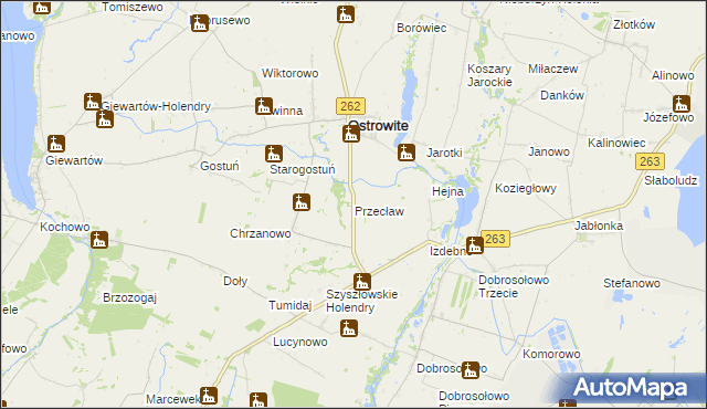 mapa Przecław gmina Ostrowite, Przecław gmina Ostrowite na mapie Targeo