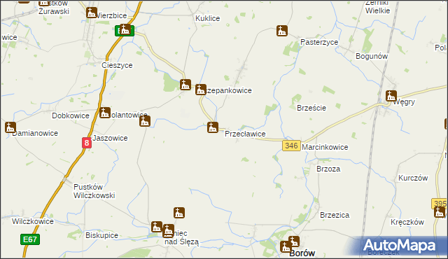 mapa Przecławice gmina Żórawina, Przecławice gmina Żórawina na mapie Targeo