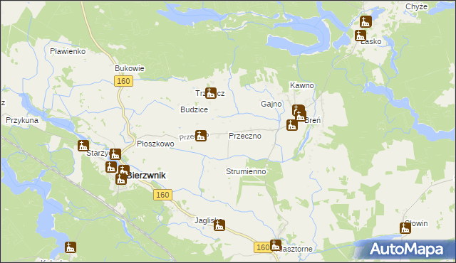 mapa Przeczno gmina Bierzwnik, Przeczno gmina Bierzwnik na mapie Targeo