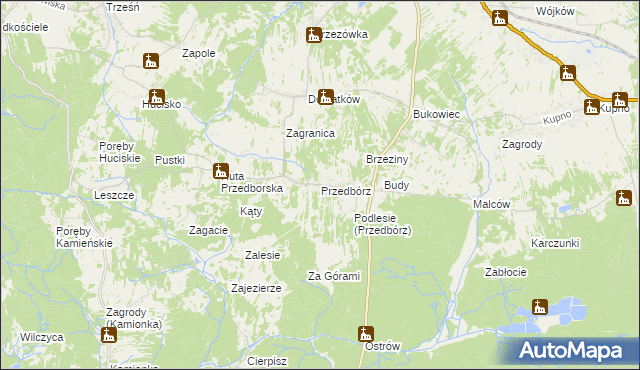 mapa Przedbórz gmina Kolbuszowa, Przedbórz gmina Kolbuszowa na mapie Targeo