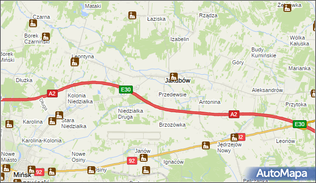 mapa Przedewsie gmina Jakubów, Przedewsie gmina Jakubów na mapie Targeo