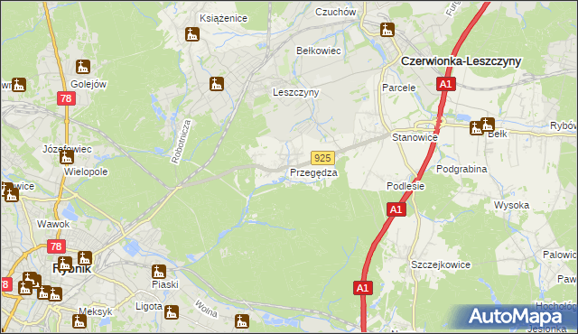 mapa Przegędza, Przegędza na mapie Targeo