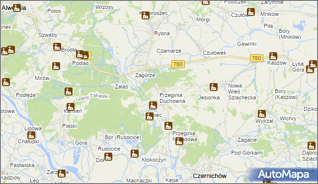 mapa Przeginia Duchowna, Przeginia Duchowna na mapie Targeo