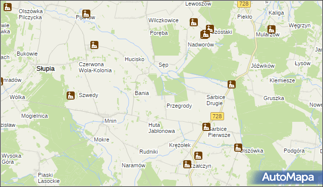 mapa Przegrody gmina Radoszyce, Przegrody gmina Radoszyce na mapie Targeo