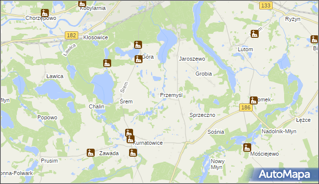 mapa Przemyśl gmina Sieraków, Przemyśl gmina Sieraków na mapie Targeo