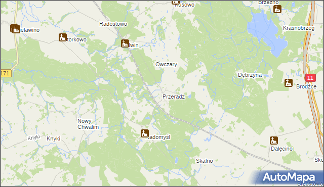 mapa Przeradz gmina Grzmiąca, Przeradz gmina Grzmiąca na mapie Targeo
