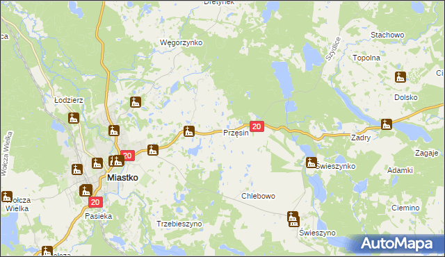 mapa Przęsin, Przęsin na mapie Targeo