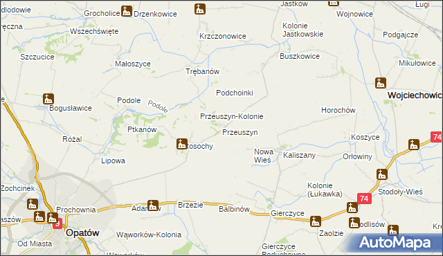 mapa Przeuszyn, Przeuszyn na mapie Targeo